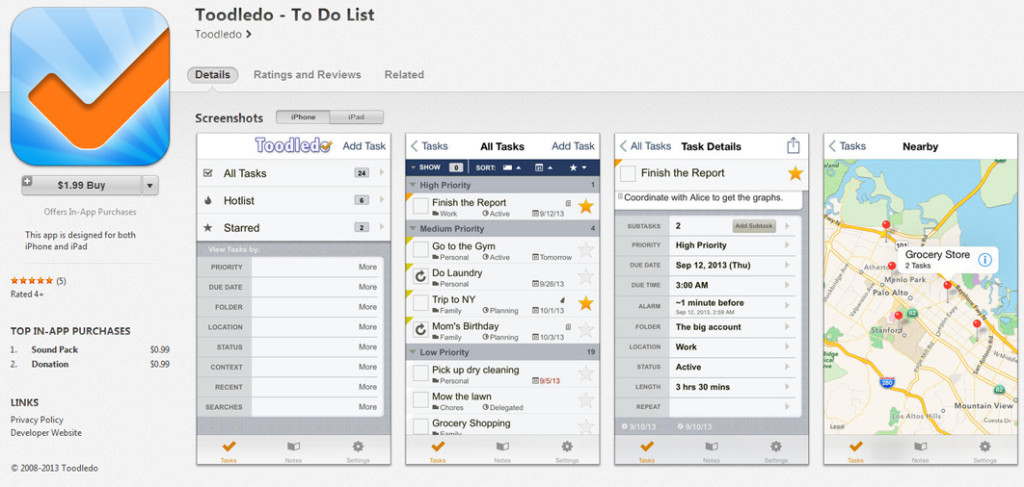 toodledo task lists