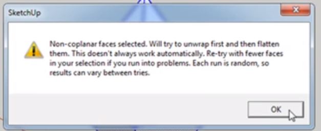 sketchup unfold warning message