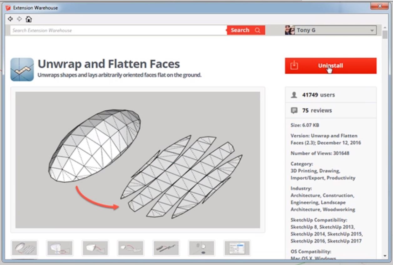 sketchup unfold unwrap and flatten faces