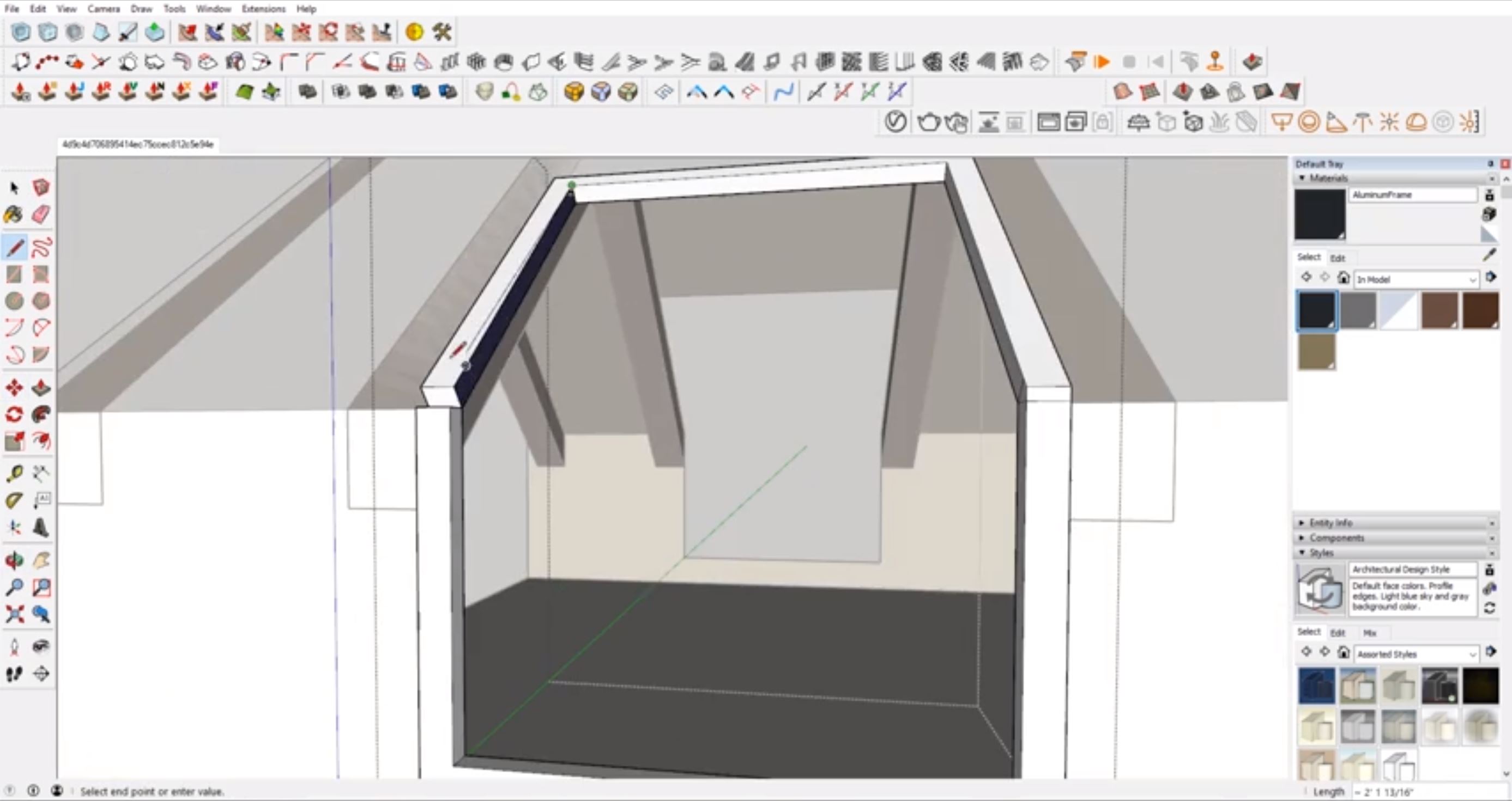 adding architectural details to interior Sketchup cozy attic bedroom model 