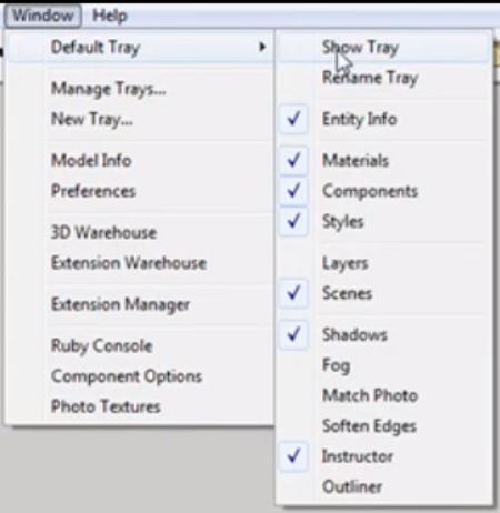 Sketchup scenes default tray