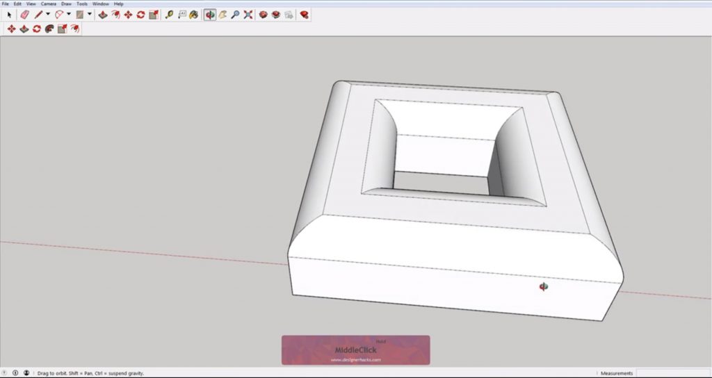 Finished beveled square using Sketchup follow me tool