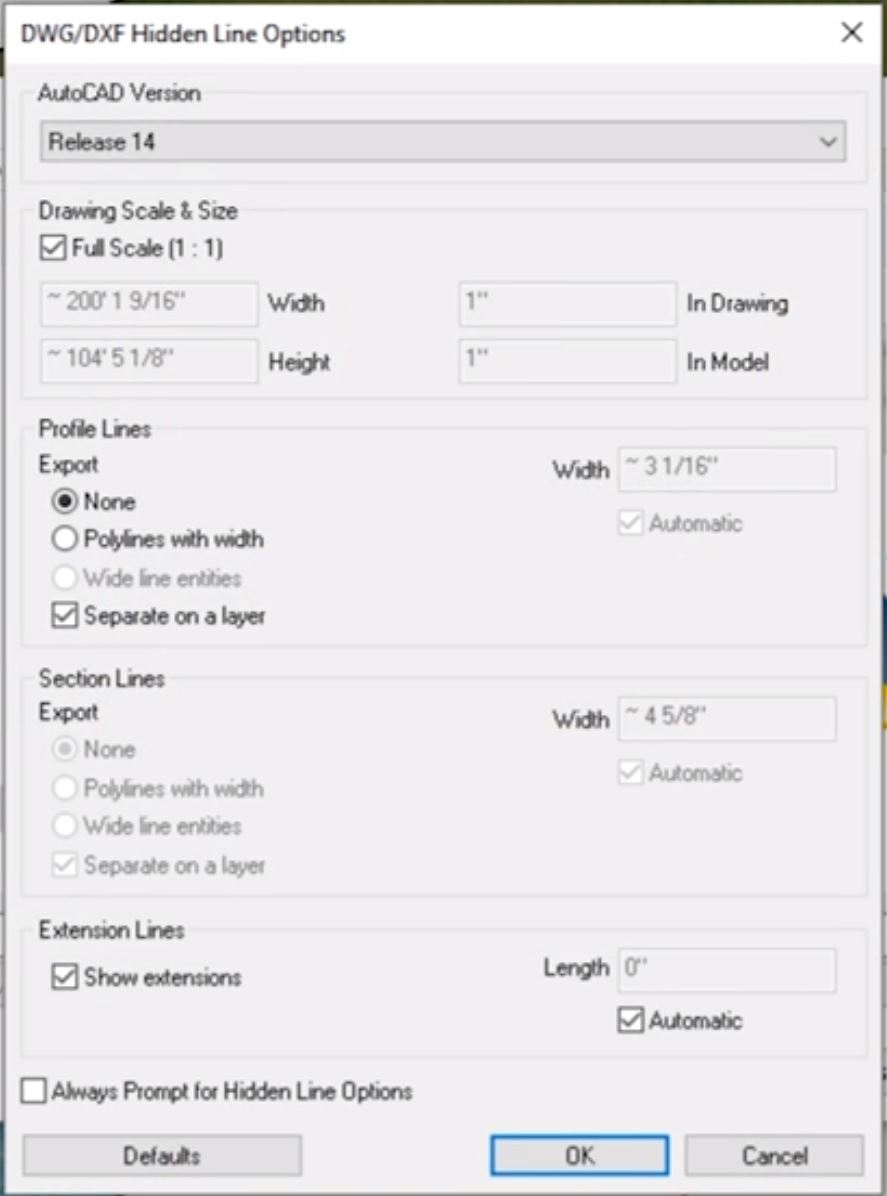 export a DWG options