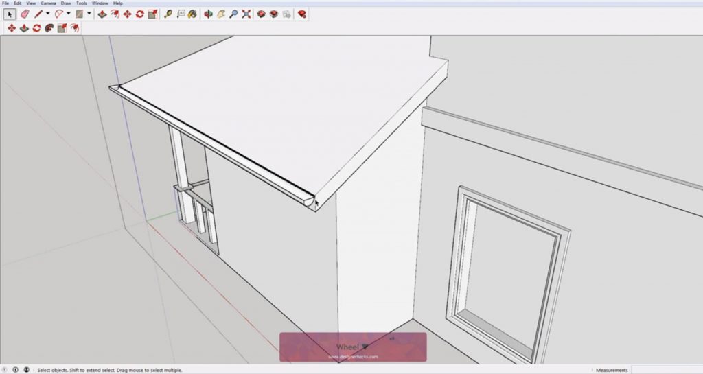 Finished rain gutter using Sketchup follow me tool