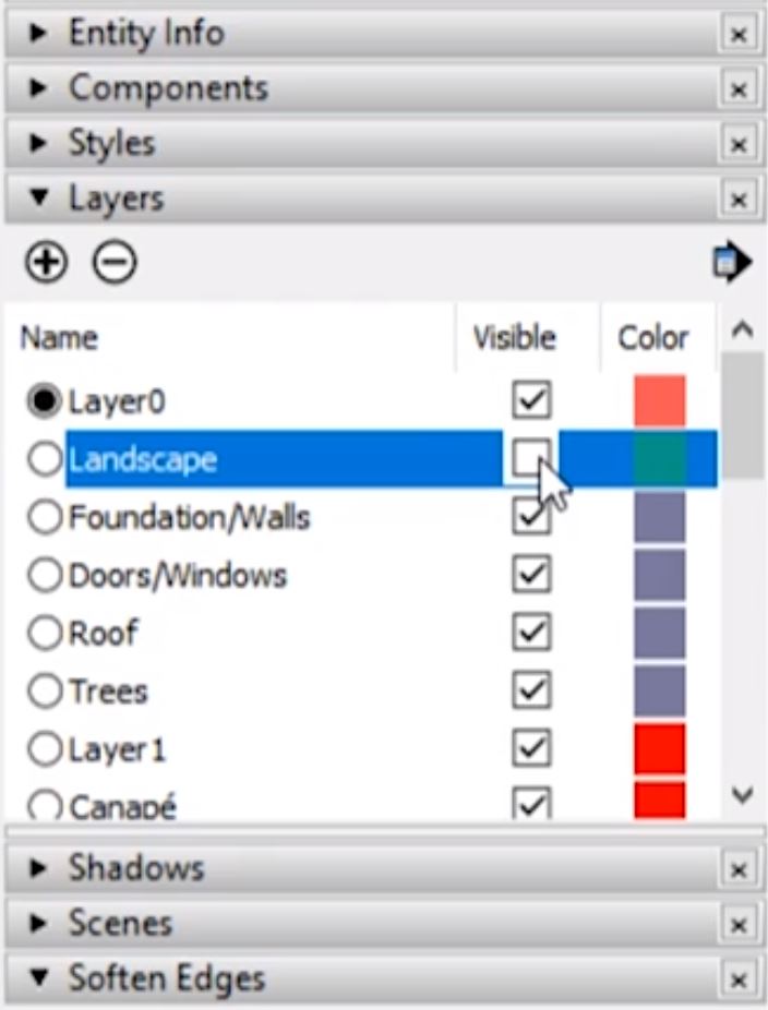 hide landscape then export a DWG