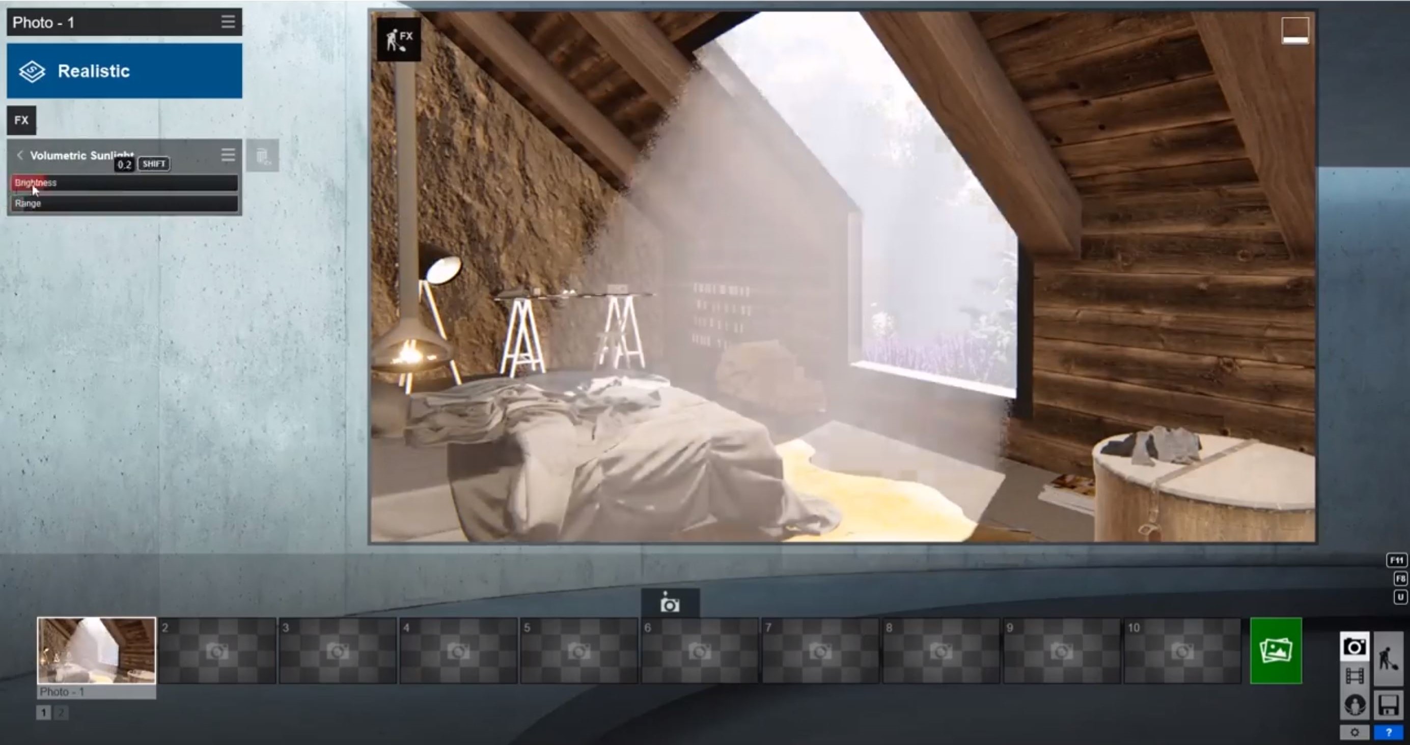 adjusting lighting to interior Sketchup cozy attic bedroom model 