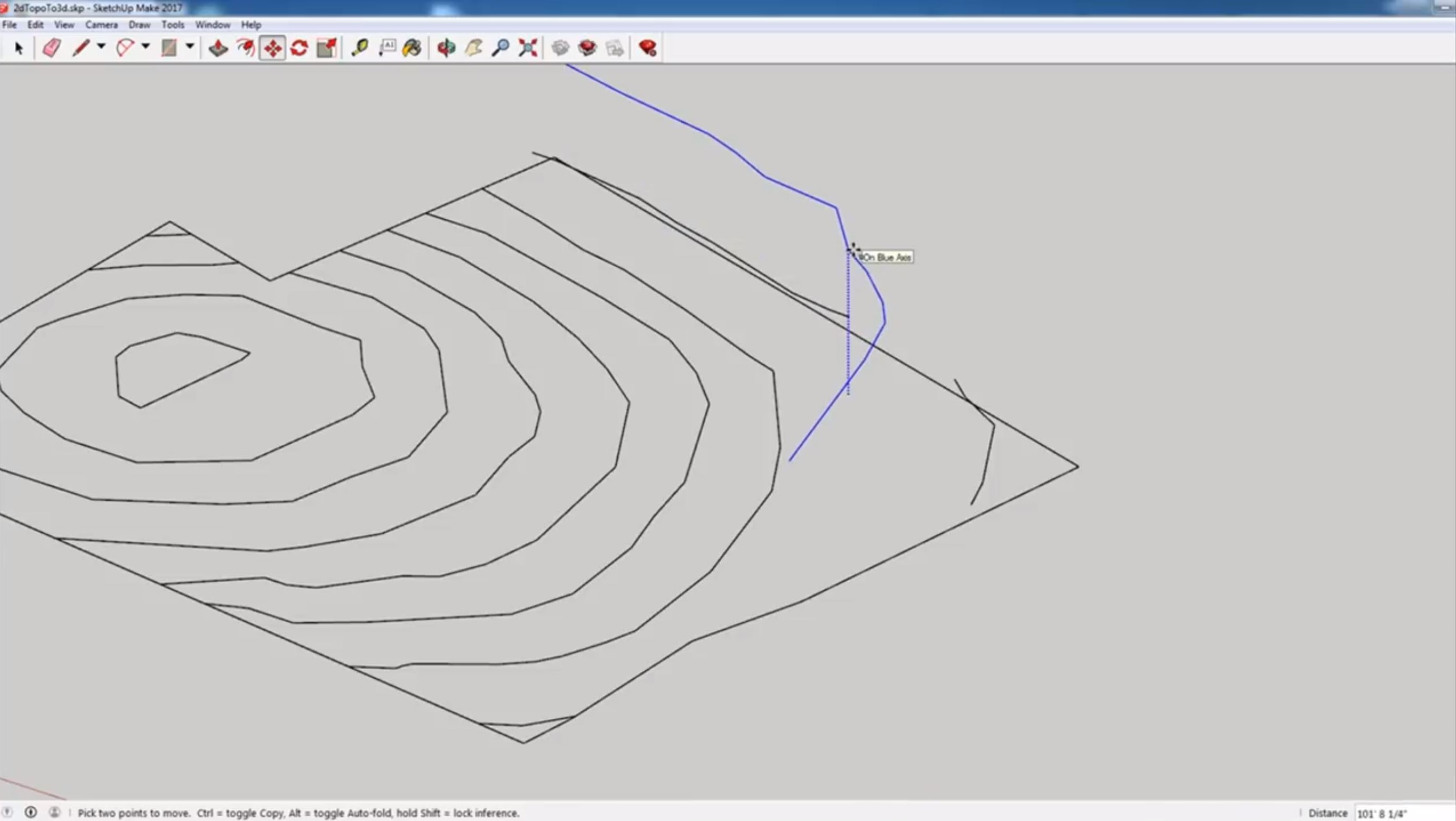 move survey to 3D contour lines