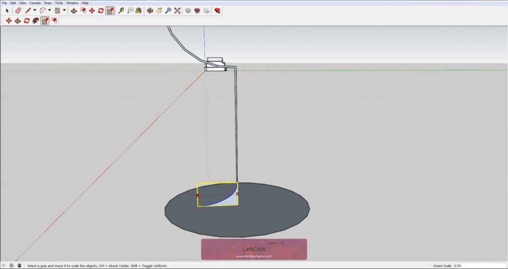 Scaling profile base for Sketchup follow me tool