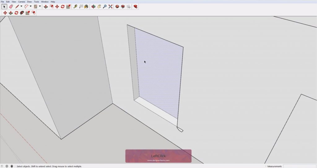 Selecting window face with Sketchup follow me tool