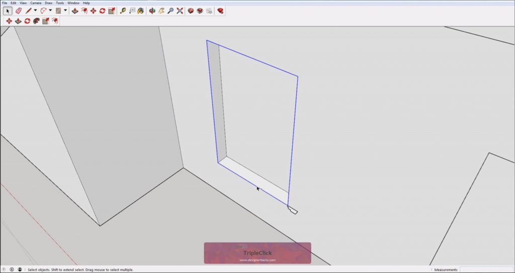 selecting lines for window trim with Sketchup follow me tool 