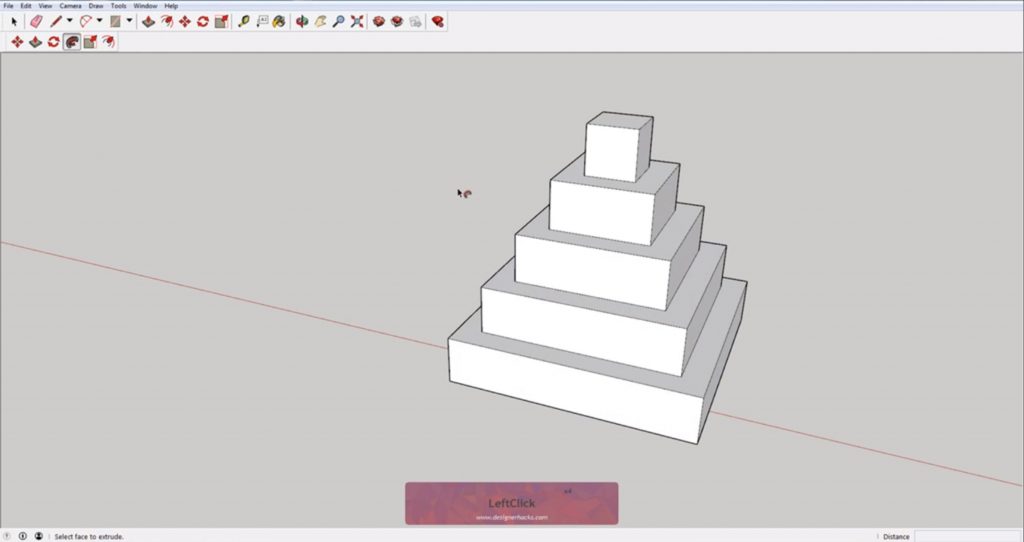 Stepped pyramid using Sketchup follow me tool