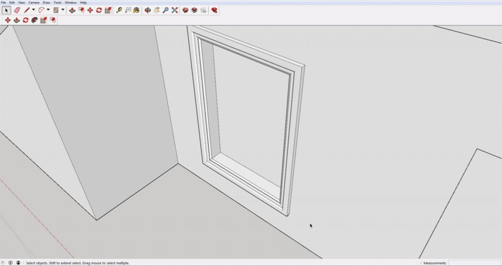 Finished window molding using Sketchup follow me tool