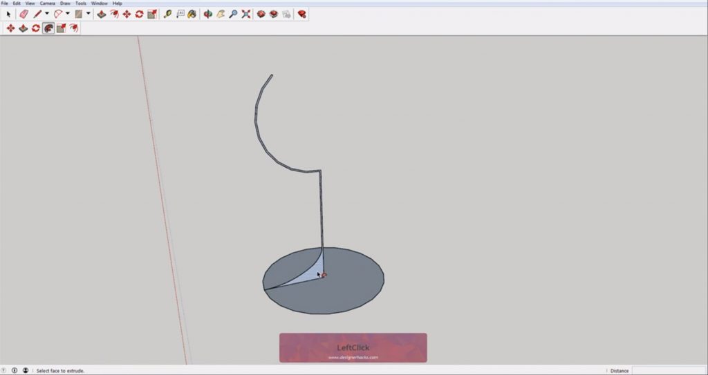 select wine glass profile with Sketchup follow me tool