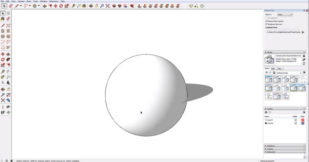 completed sphere in Sketchup