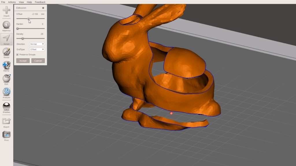 extrude face before creating supports for 3D printing