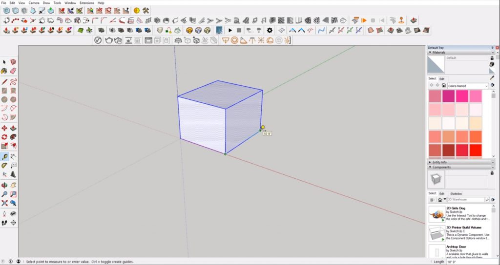 measure cube to scale in Sketchup