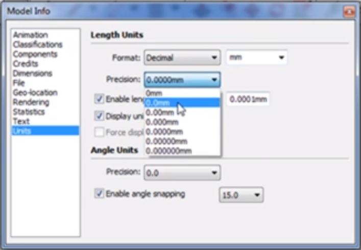 change units in Sketchup with precision