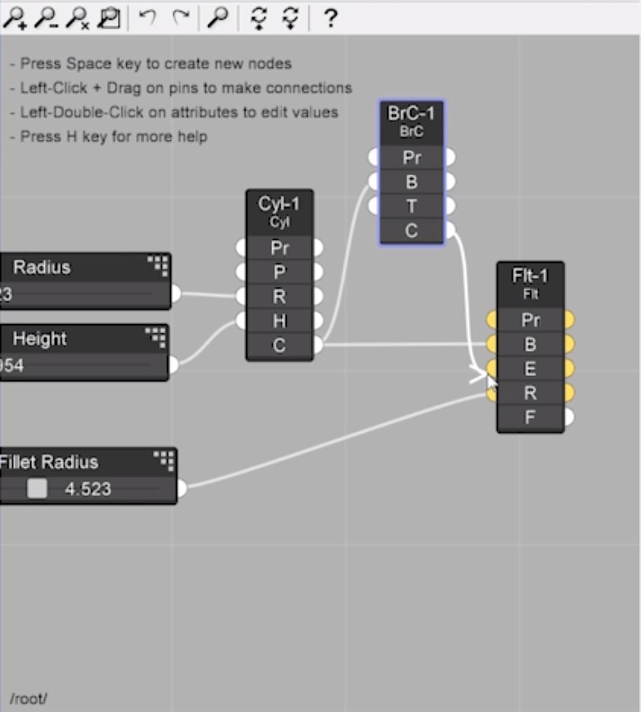 connect Brep and fillet nodes for parametric design in Sketchup