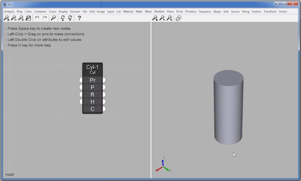 cylinder node of parametric design in Sketchup