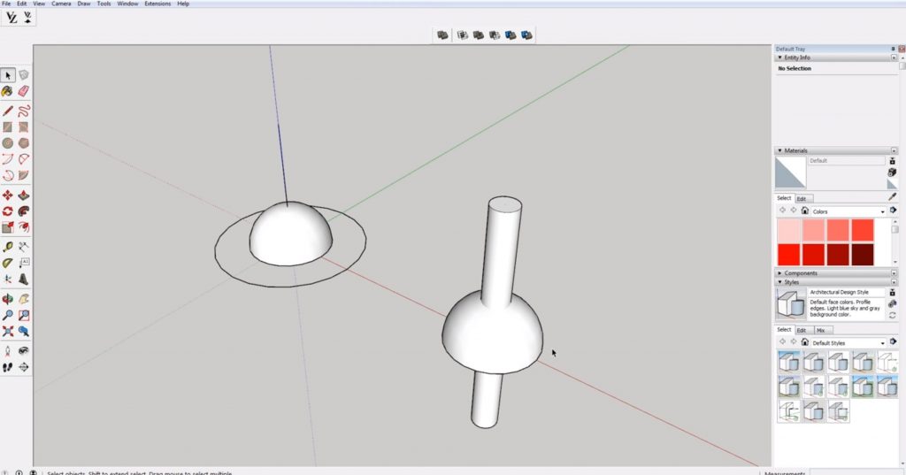 drag cylinder through center for oculus domes in Sketchup