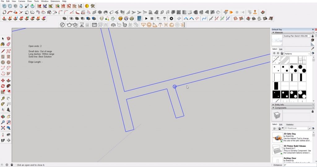 close lines from floor plan to 3D