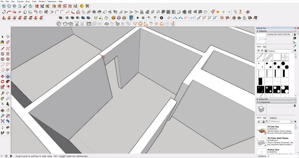 extrude header from floor plan to 3D