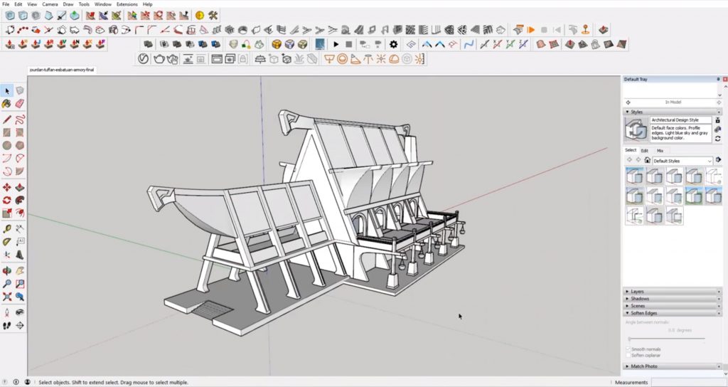 finished model from concept to 3D in Sketchup