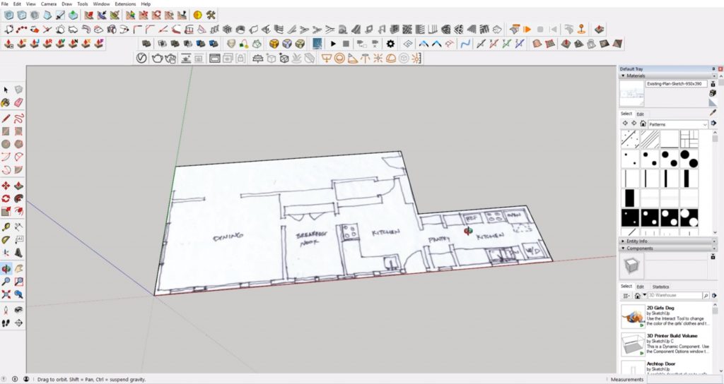 paint floor from floor plan to 3D model