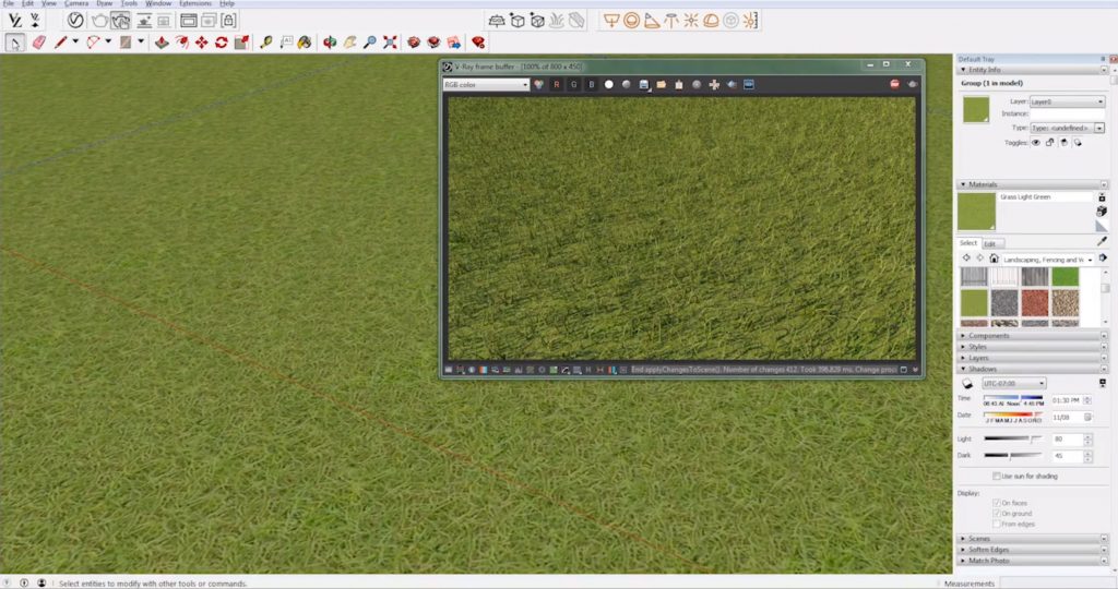 painted realistic grass with vray