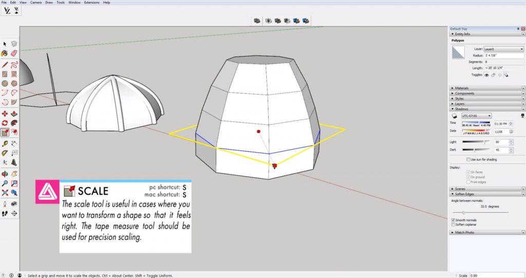 scaling polygons fro domes in Sketchup