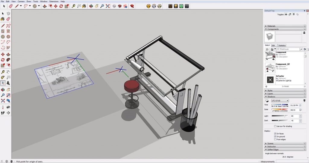 select axes to align objects in Sketchup