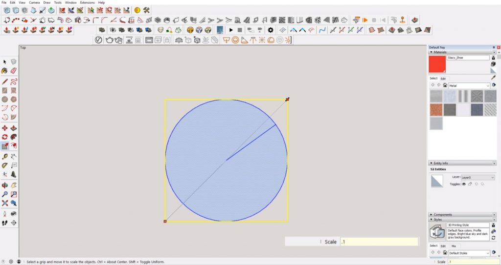 scale circle down to fix sketchup error