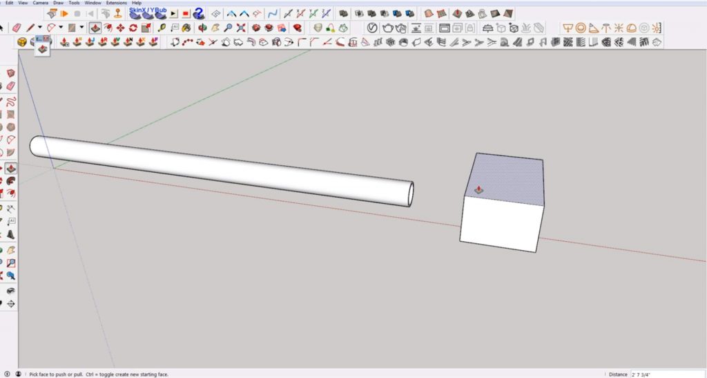 draw cube to make angled cut in Sketchup with