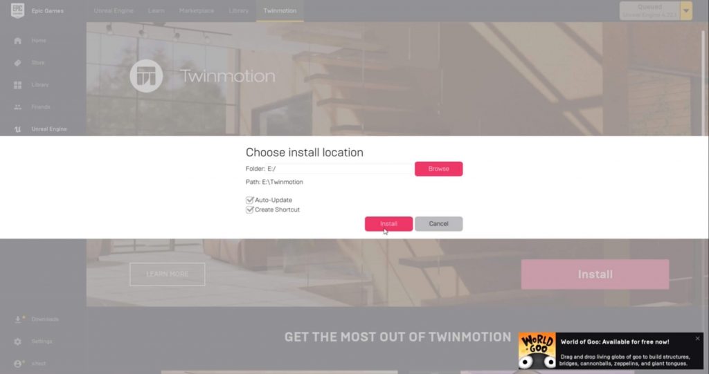 TwinMotion free download file location
