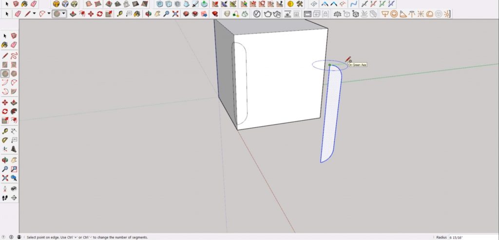 draw circle above cutout in Sketchup