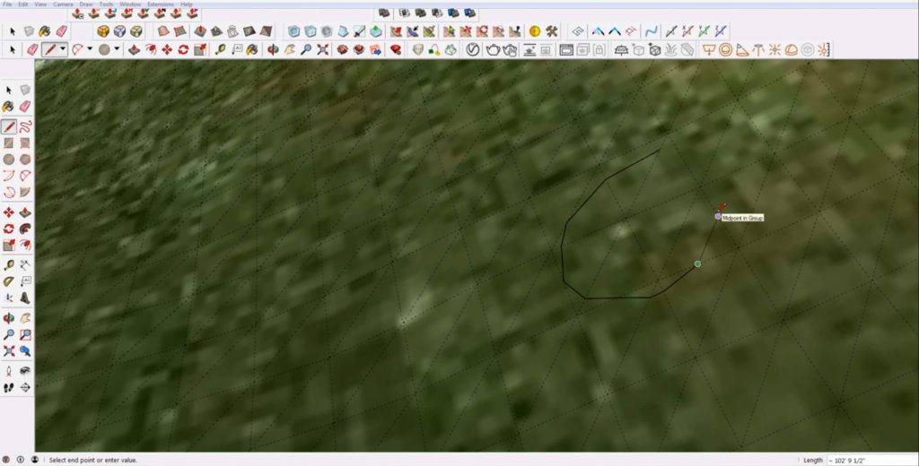 draw circle in lines on terrain