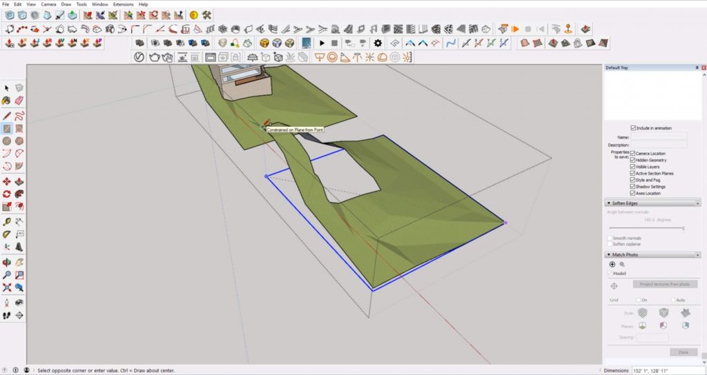 draw rectangle under Sketchup site model