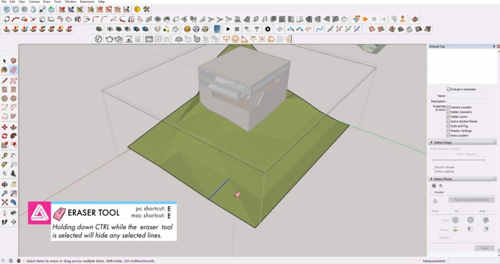 erase lines on Sketchup site model