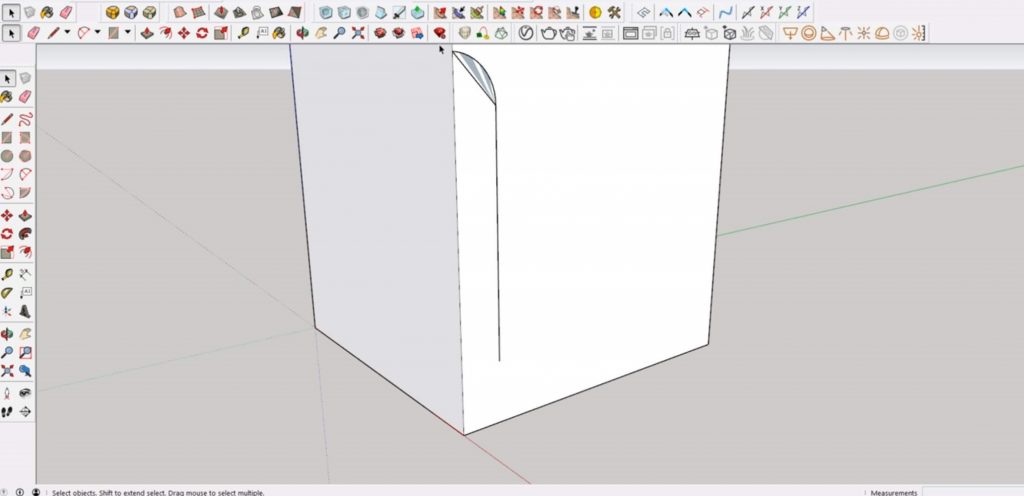 connect arc for cutout in Sketchup