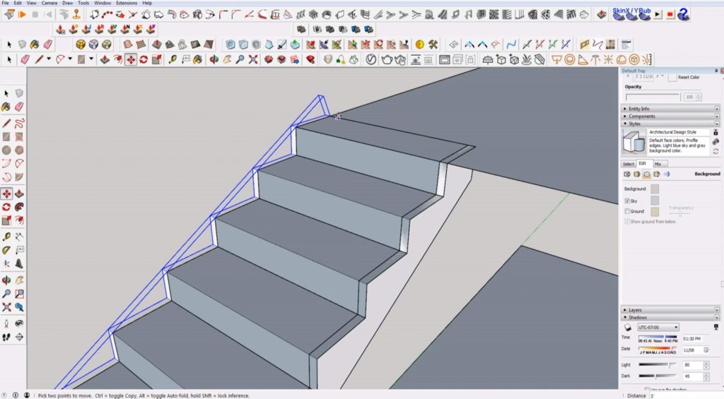 copy stringer to other side of stairs in Sketchup