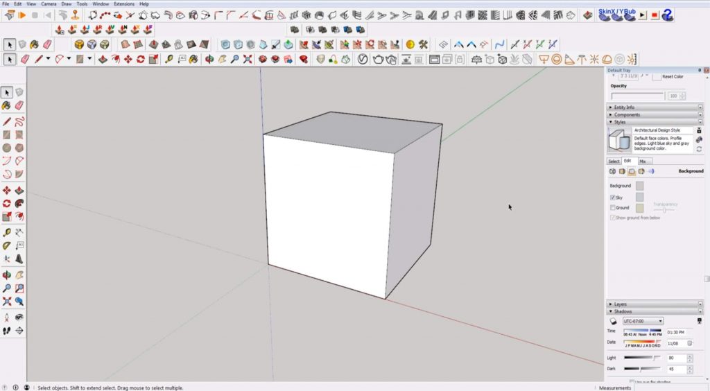 Sketchup for beginners: modeling a cube