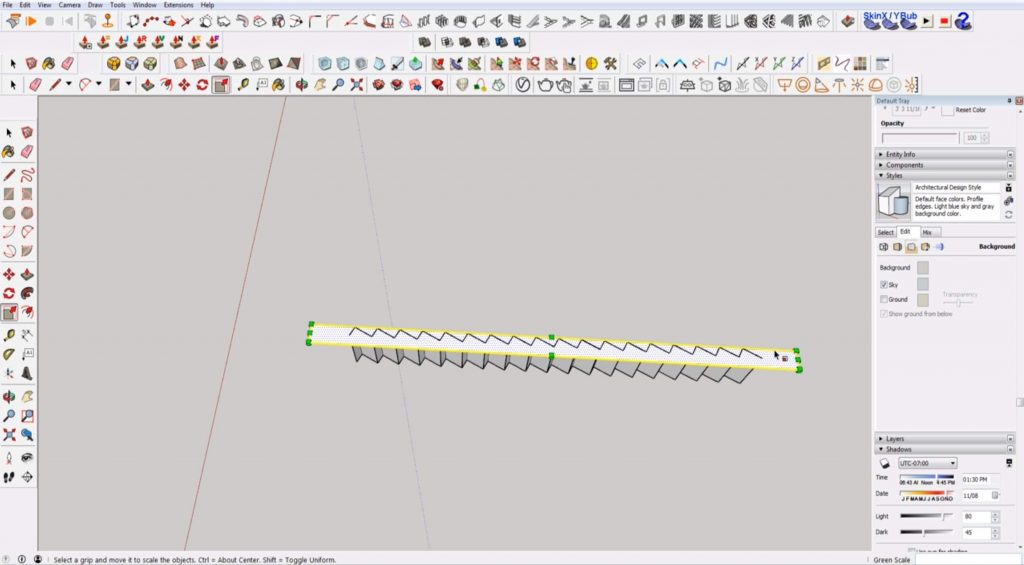 draw rectangle for stringer on stairs in Sketchup