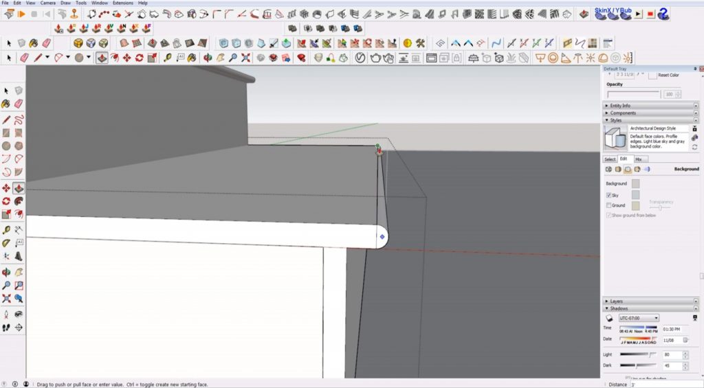 extrude nosing on stairs in Sketchup