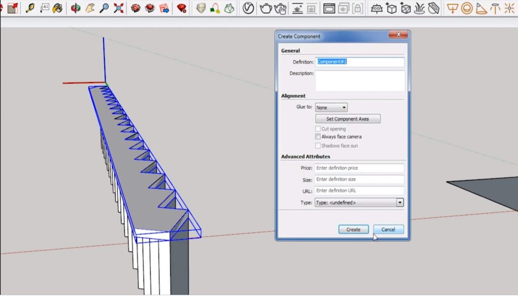 make the stringer a component for stairs in Sketchup