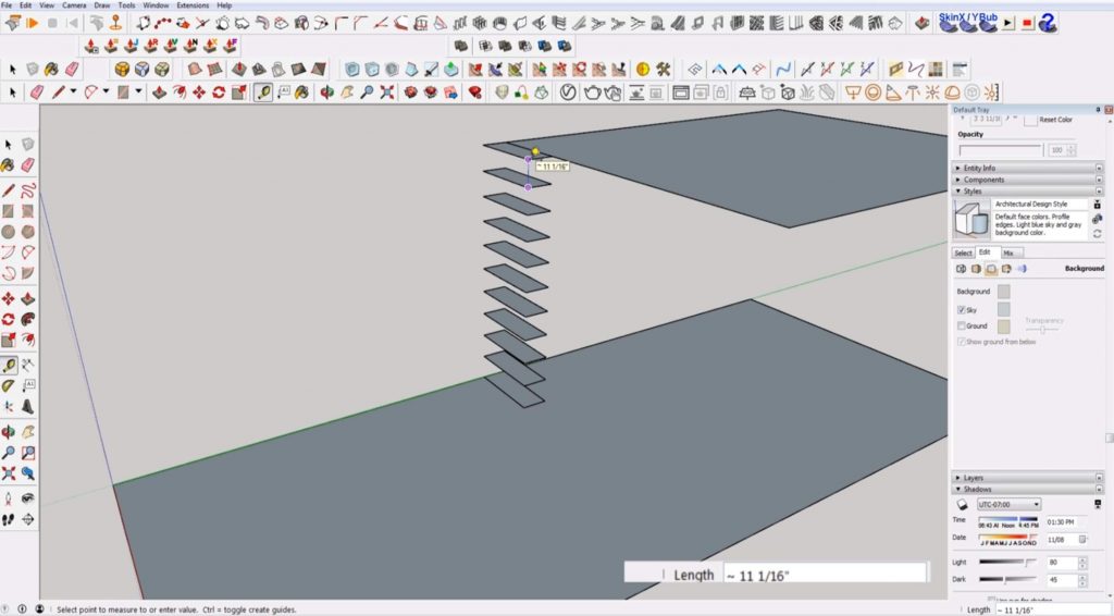 Measure tread distance of stairs in Sketchup