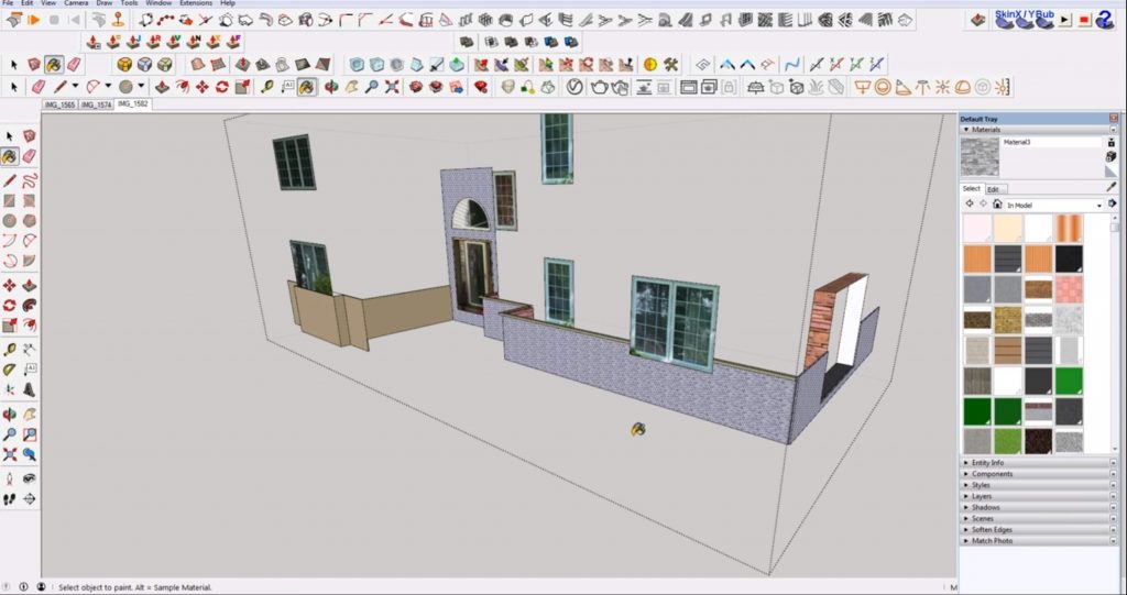 apply materials in Sketchup to multiple faces