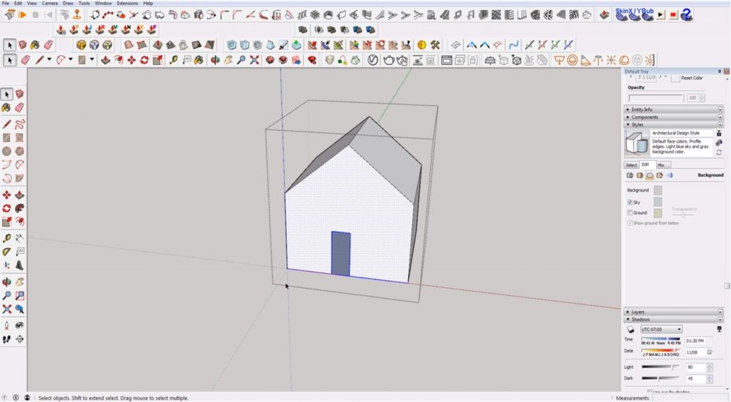 Sketchup for beginners: selecting what bounding box touches