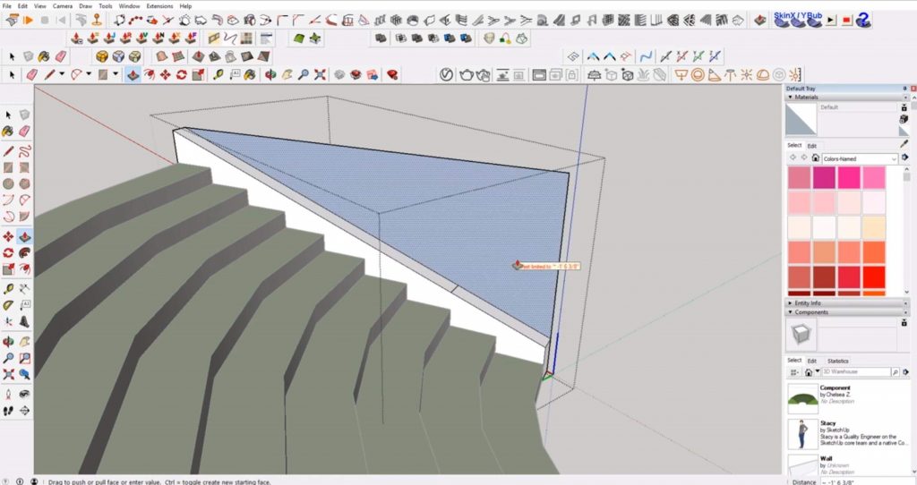 push/pull sloped wall in Sketchup
