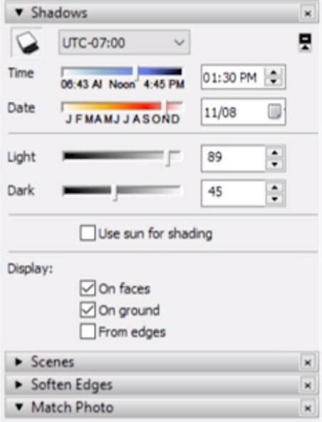 duplicate shadows in Sketchup options