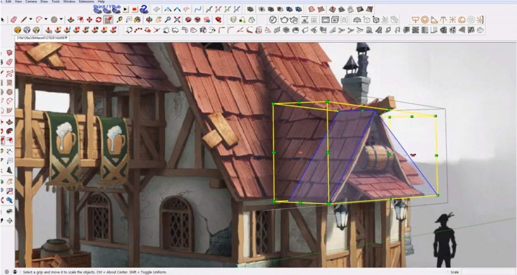 trace roof pediment in Sketchup speed model